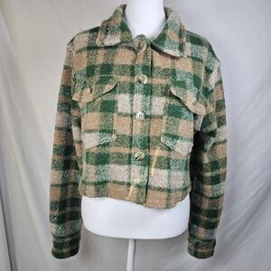 House of Harlow 1960 Plaid Utility Jacket in Green and Tan